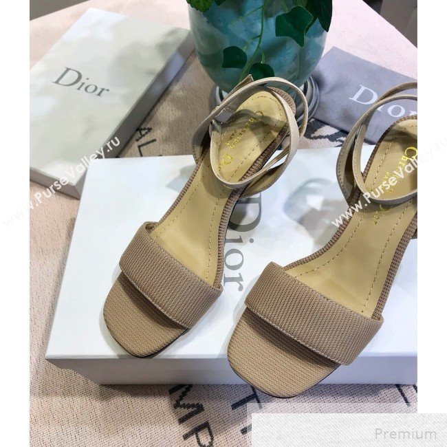 Dior D-Sculpture Mid-Heel Fabric Sandals Beige Grey 2019 (JINC-9051580)
