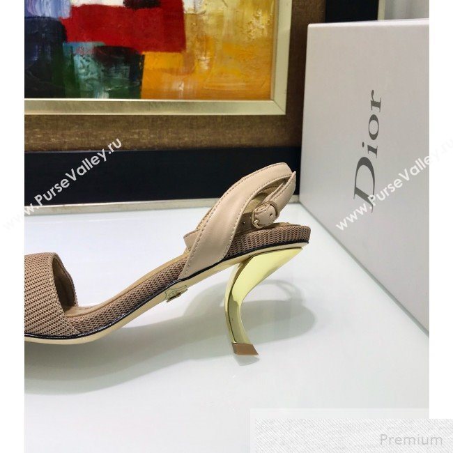 Dior D-Sculpture Mid-Heel Fabric Sandals Beige Grey 2019 (JINC-9051580)