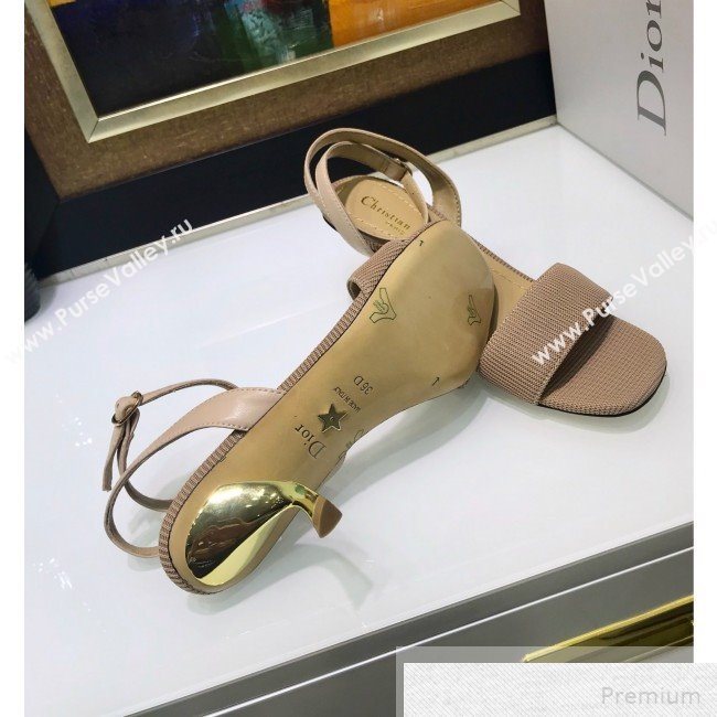 Dior D-Sculpture Mid-Heel Fabric Sandals Beige Grey 2019 (JINC-9051580)
