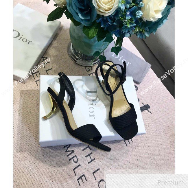 Dior D-Sculpture Mid-Heel Fabric Sandals Black 2019 (JINC-9051581)