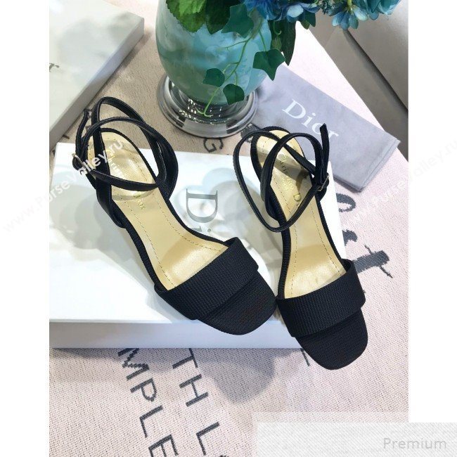 Dior D-Sculpture Mid-Heel Fabric Sandals Black 2019 (JINC-9051581)