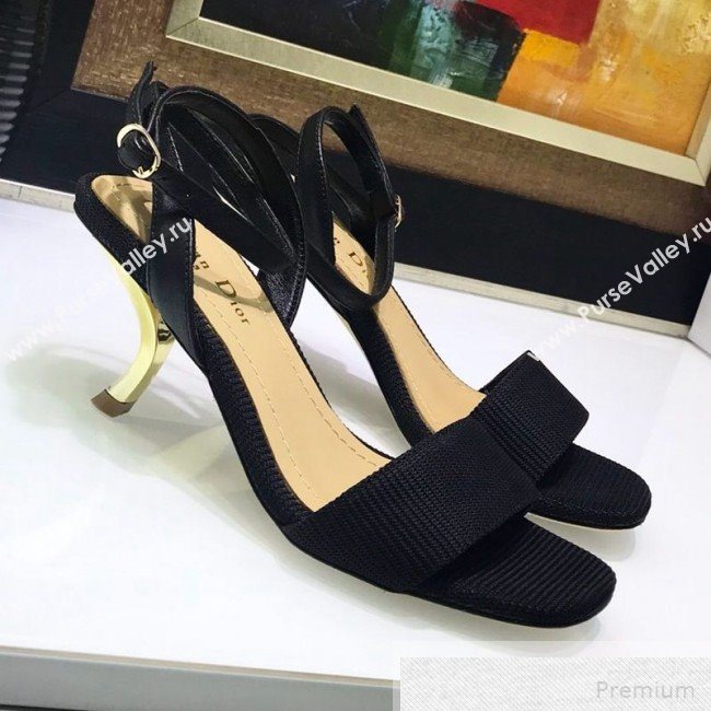Dior D-Sculpture Mid-Heel Fabric Sandals Black 2019 (JINC-9051581)