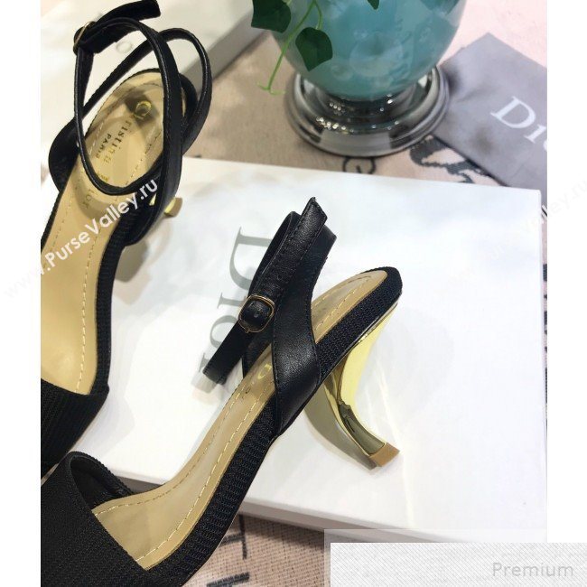Dior D-Sculpture Mid-Heel Fabric Sandals Black 2019 (JINC-9051581)
