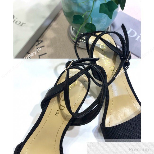 Dior D-Sculpture Mid-Heel Fabric Sandals Black 2019 (JINC-9051581)