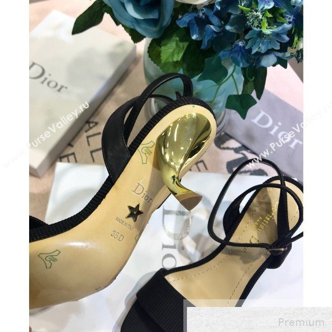 Dior D-Sculpture Mid-Heel Fabric Sandals Black 2019 (JINC-9051581)