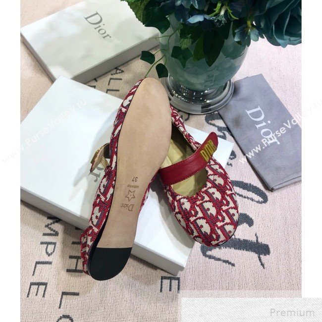 Dior Baby-D Quake Flat Ballerinas in Burgundy Oblique Jacquard Canvas 2019 (JINC-9051583)