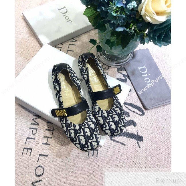 Dior Baby-D Quake Flat Ballerinas in Blue Oblique Jacquard Canvas 2019 (JINC-9051584)