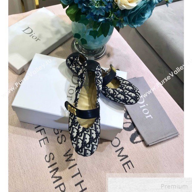 Dior Baby-D Quake Flat Ballerinas in Blue Oblique Jacquard Canvas 2019 (JINC-9051584)