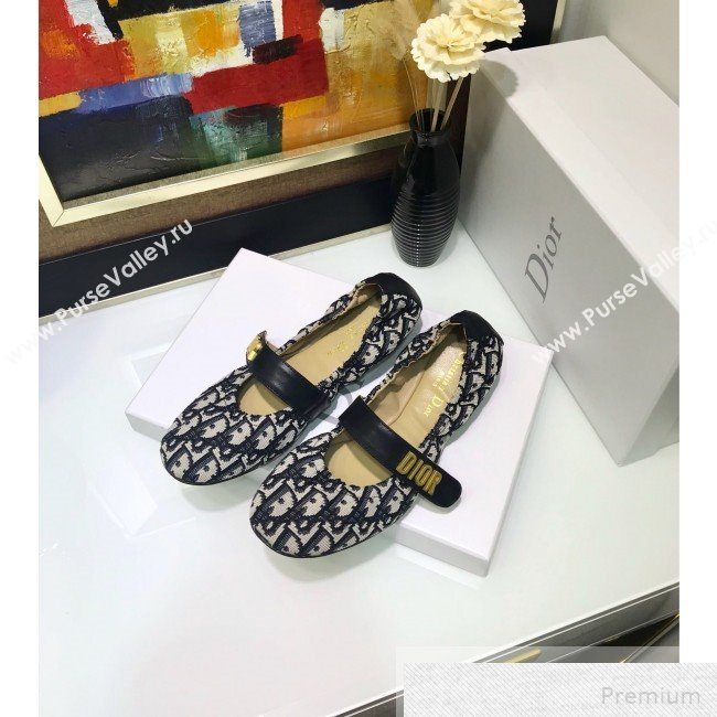 Dior Baby-D Quake Flat Ballerinas in Blue Oblique Jacquard Canvas 2019 (JINC-9051584)