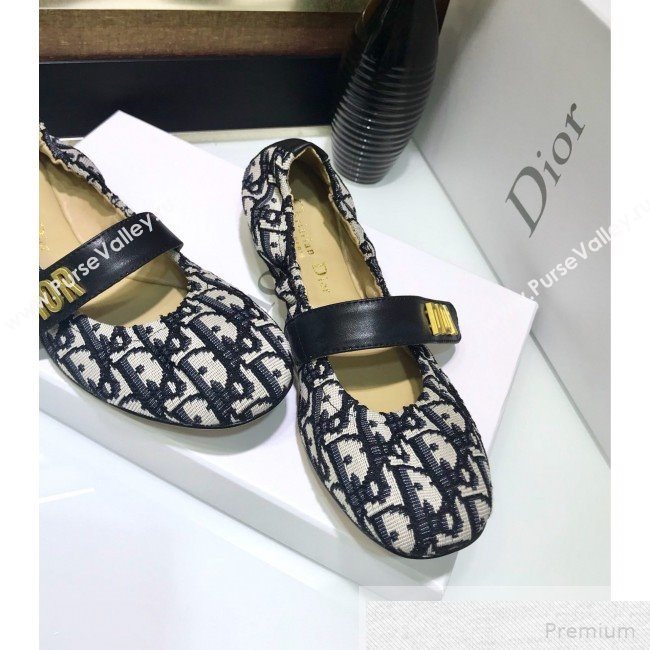 Dior Baby-D Quake Flat Ballerinas in Blue Oblique Jacquard Canvas 2019 (JINC-9051584)
