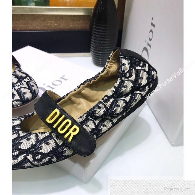 Dior Baby-D Quake Flat Ballerinas in Blue Oblique Jacquard Canvas 2019 (JINC-9051584)