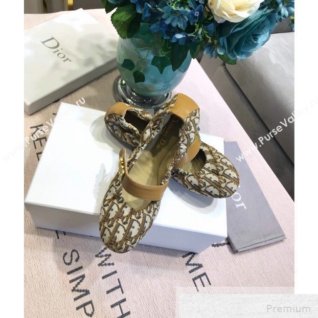 Dior Baby-D Quake Flat Ballerinas in Khaki Oblique Jacquard Canvas 2019 (JINC-9051586)