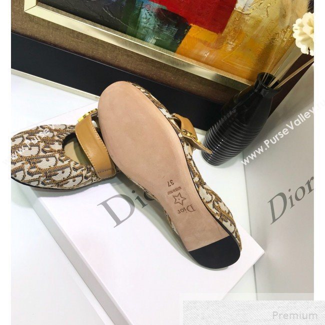 Dior Baby-D Quake Flat Ballerinas in Khaki Oblique Jacquard Canvas 2019 (JINC-9051586)