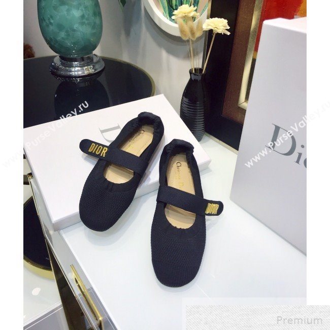 Dior Baby-D Flat Ballerinas in Black Fabric 2019 (JINC-9051589)