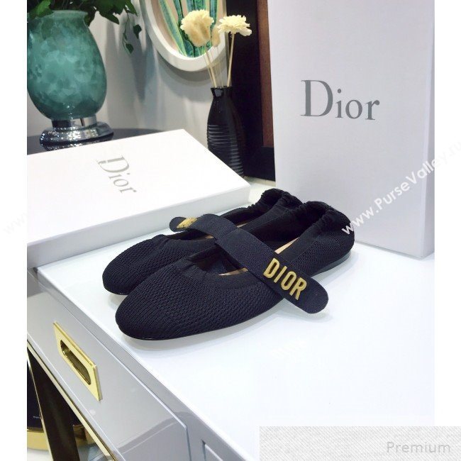 Dior Baby-D Flat Ballerinas in Black Fabric 2019 (JINC-9051589)