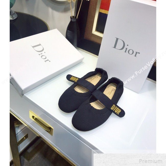 Dior Baby-D Flat Ballerinas in Black Fabric 2019 (JINC-9051589)