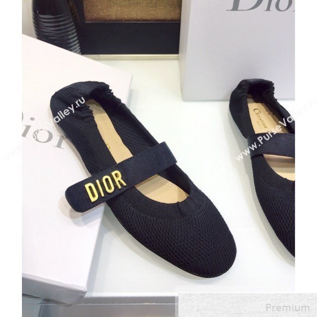 Dior Baby-D Flat Ballerinas in Black Fabric 2019 (JINC-9051589)