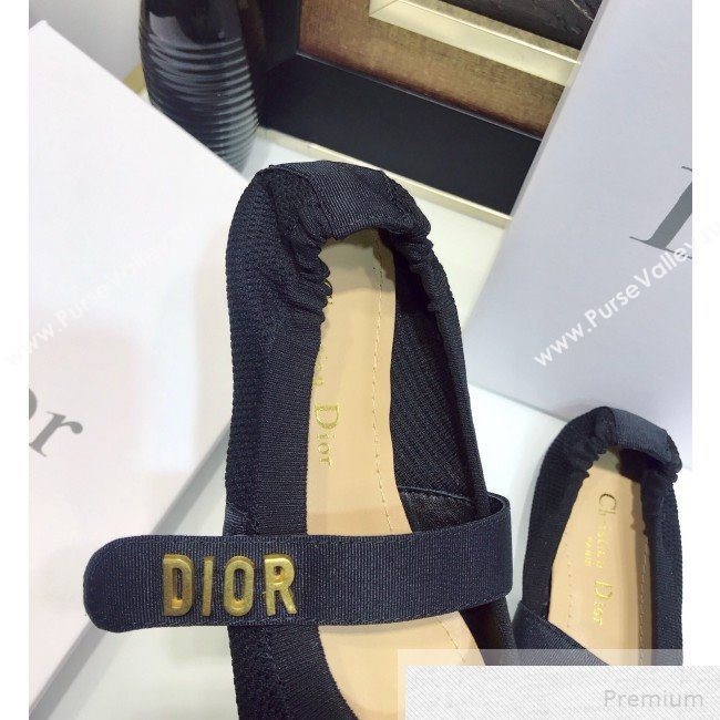Dior Baby-D Flat Ballerinas in Black Fabric 2019 (JINC-9051589)