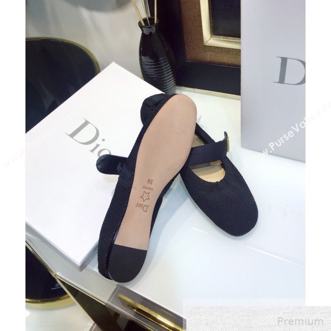 Dior Baby-D Flat Ballerinas in Black Fabric 2019 (JINC-9051589)