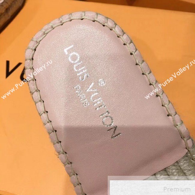 Louis Vuitton Seashore Oversize LV Flat Espadrilles Slide Sandals Pink 2019 (HQG-9051601)