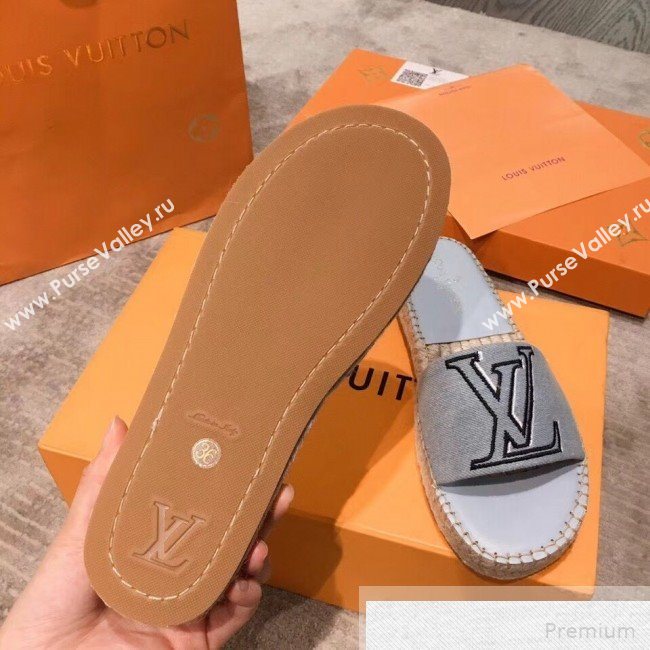 Louis Vuitton Seashore Oversize LV Flat Espadrilles Slide Sandals Grey 2019 (HQG-9051603)