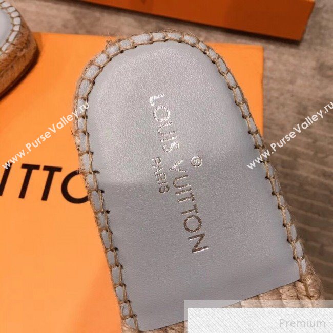 Louis Vuitton Seashore Oversize LV Flat Espadrilles Slide Sandals Grey 2019 (HQG-9051603)