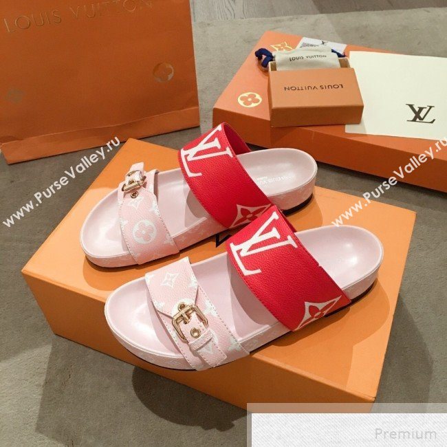 Louis Vuitton Bom Dia Giant Monogram Flat Sandals 1A57JT Pink/Red 2019 (HQG-9051613)