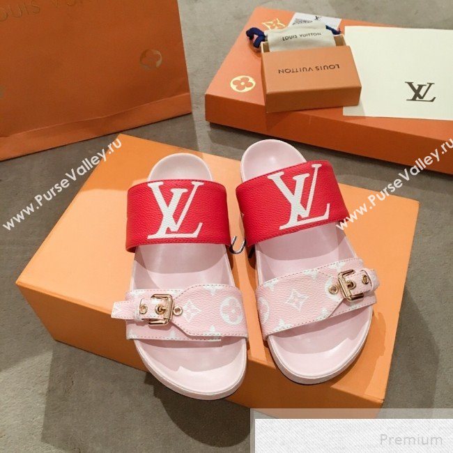 Louis Vuitton Bom Dia Giant Monogram Flat Sandals 1A57JT Pink/Red 2019 (HQG-9051613)