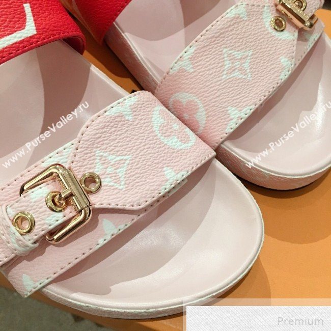 Louis Vuitton Bom Dia Giant Monogram Flat Sandals 1A57JT Pink/Red 2019 (HQG-9051613)