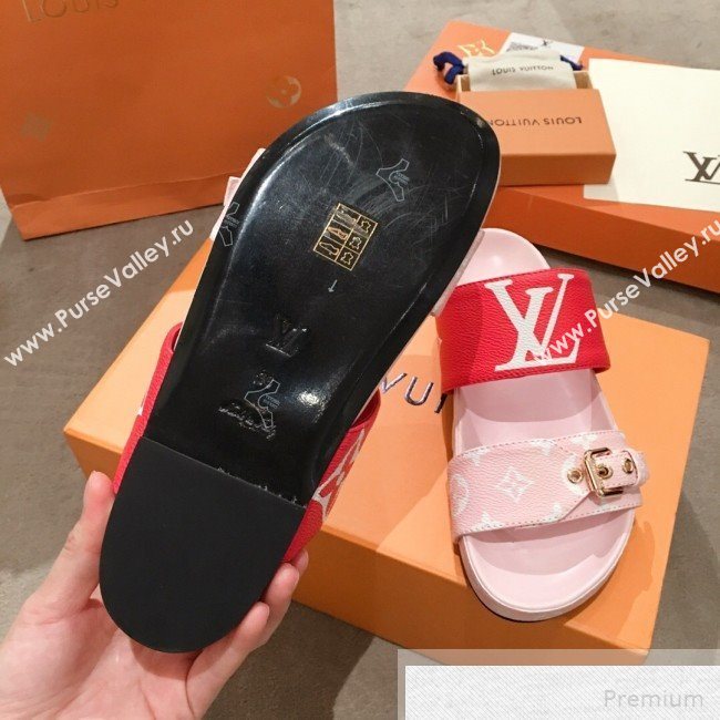 Louis Vuitton Bom Dia Giant Monogram Flat Sandals 1A57JT Pink/Red 2019 (HQG-9051613)