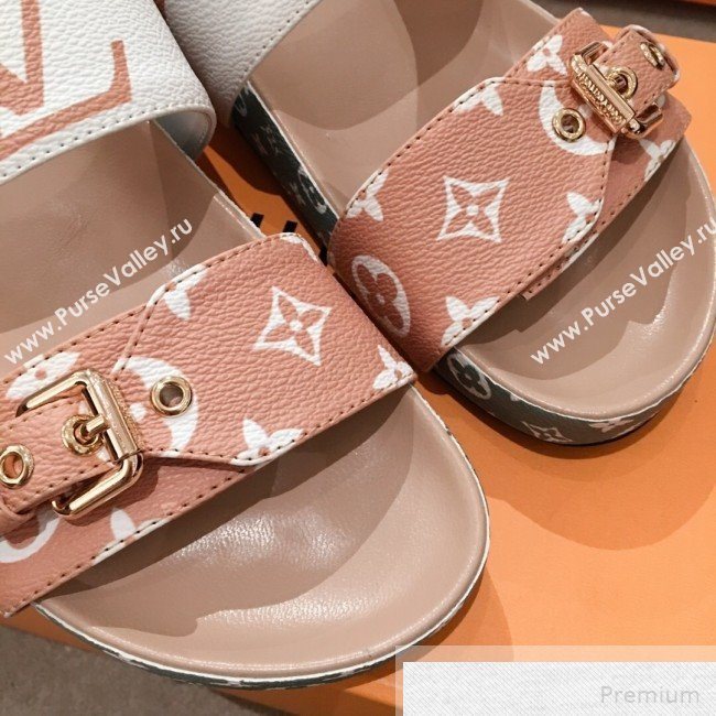 Louis Vuitton Bom Dia Giant Monogram Flat Sandals 1A57JT White/Khaki Green 2019 (HQG-9051614)