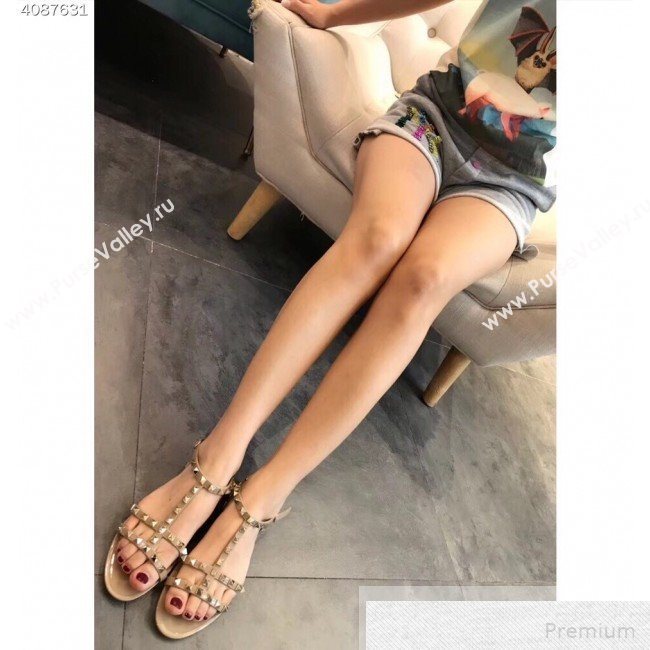 Valentino Rockstud Flat Rubber Sandal Beige 2019 (EM-9051528)