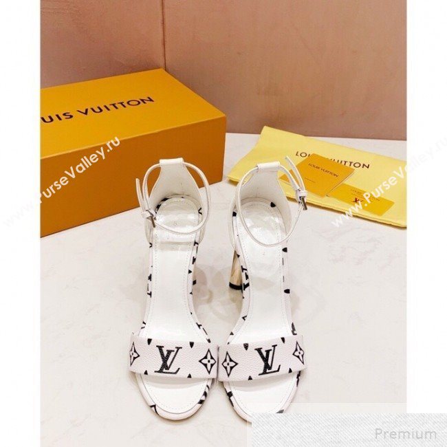 Louis Vuitton Silhouette Monogram Flower Shaped Heel Sandals White 2019 (1050-9051535)
