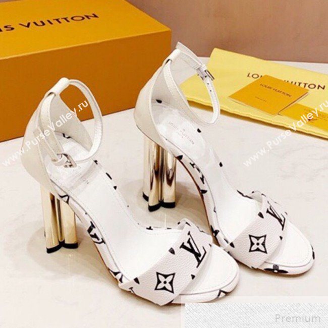 Louis Vuitton Silhouette Monogram Flower Shaped Heel Sandals White 2019 (1050-9051535)