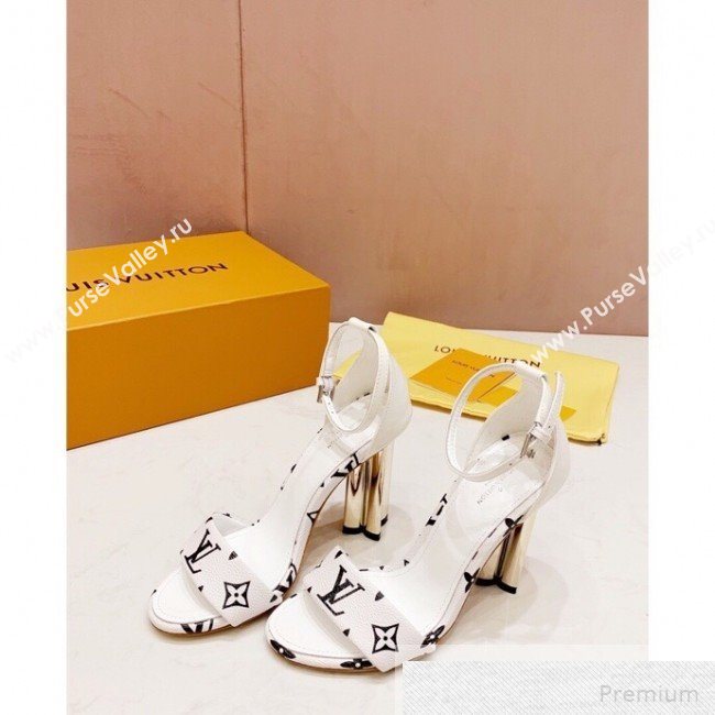 Louis Vuitton Silhouette Monogram Flower Shaped Heel Sandals White 2019 (1050-9051535)