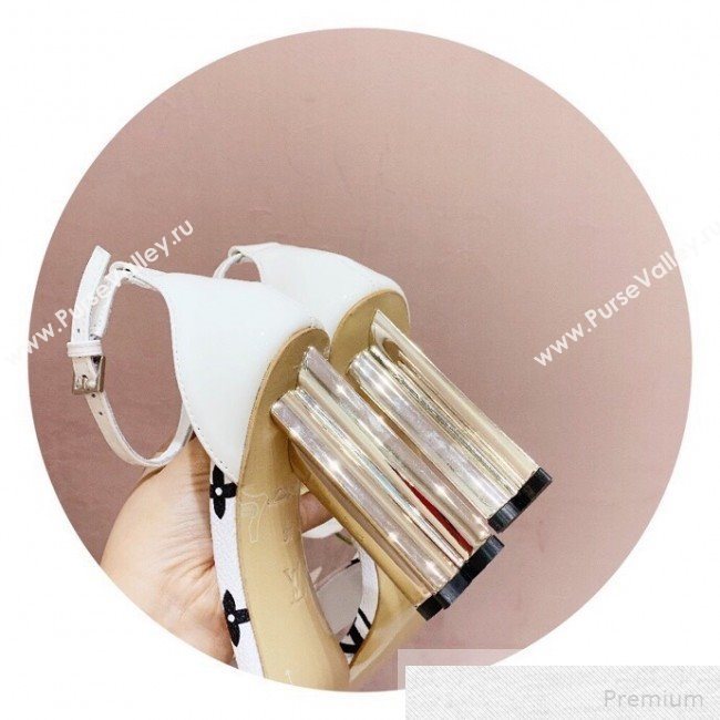 Louis Vuitton Silhouette Monogram Flower Shaped Heel Sandals White 2019 (1050-9051535)