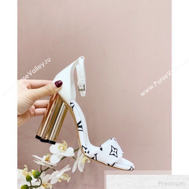 Louis Vuitton Silhouette Monogram Flower Shaped Heel Sandals White 2019 (1050-9051535)