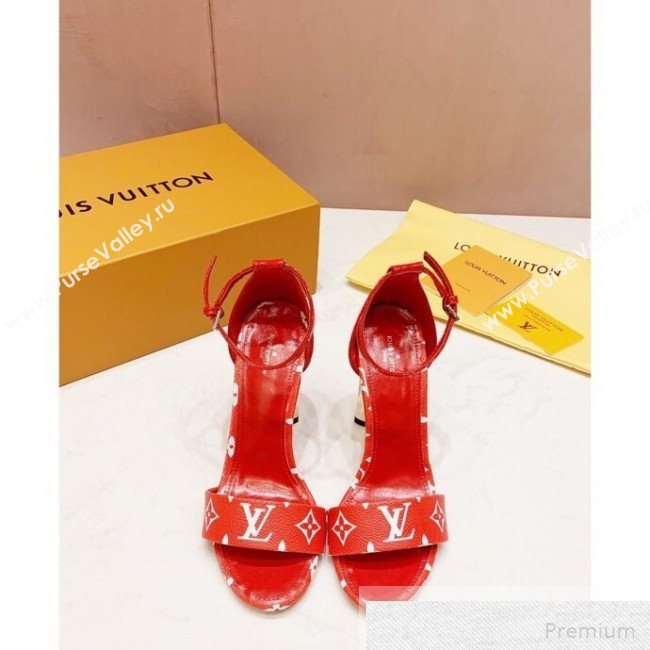 Louis Vuitton Silhouette Monogram Flower Shaped Heel Sandals Red 2019 (1050-9051536)