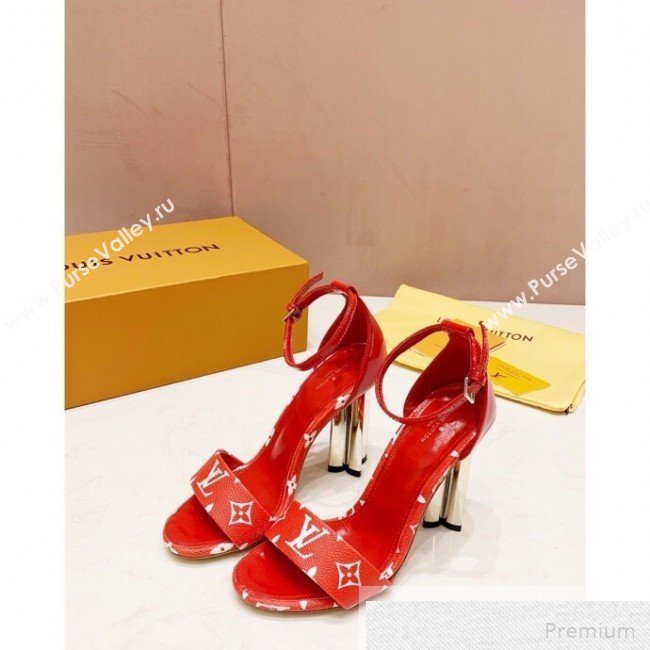 Louis Vuitton Silhouette Monogram Flower Shaped Heel Sandals Red 2019 (1050-9051536)