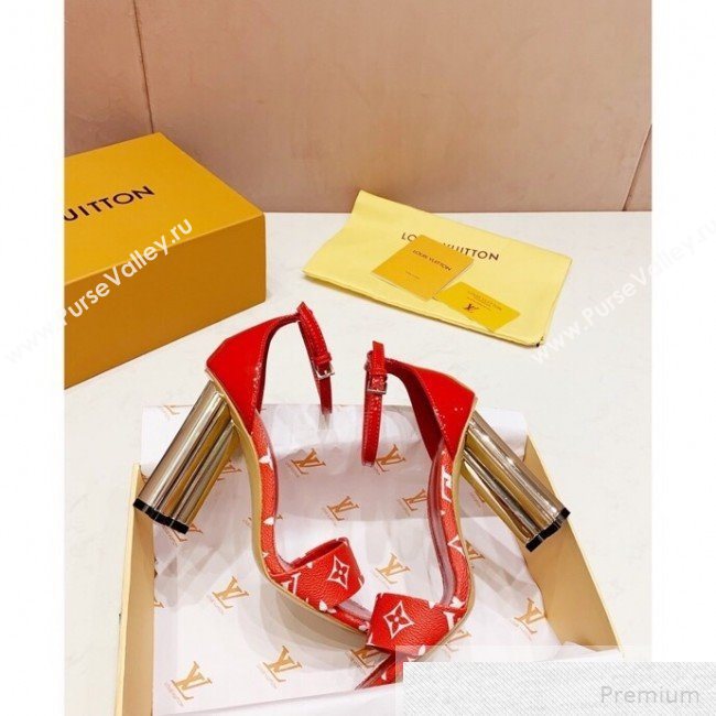 Louis Vuitton Silhouette Monogram Flower Shaped Heel Sandals Red 2019 (1050-9051536)