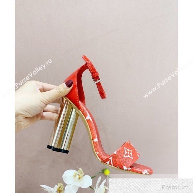 Louis Vuitton Silhouette Monogram Flower Shaped Heel Sandals Red 2019 (1050-9051536)