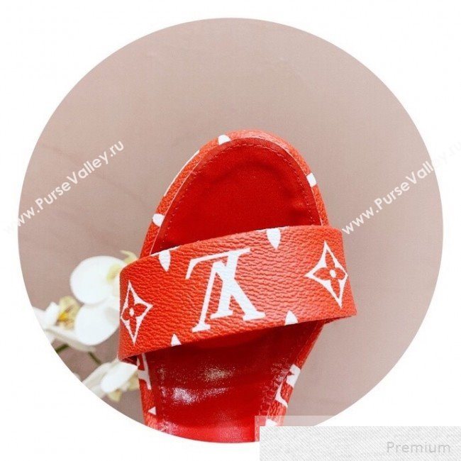 Louis Vuitton Silhouette Monogram Flower Shaped Heel Sandals Red 2019 (1050-9051536)