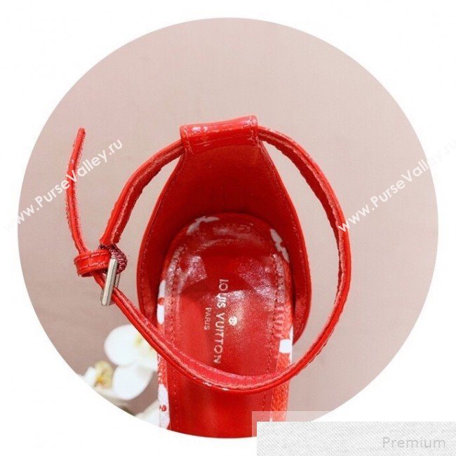 Louis Vuitton Silhouette Monogram Flower Shaped Heel Sandals Red 2019 (1050-9051536)