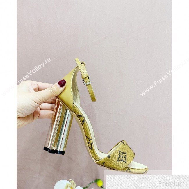 Louis Vuitton Silhouette Monogram Flower Shaped Heel Sandals Yellow 2019 (1050-9051537)