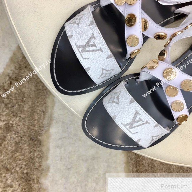 Louis Vuitton Flat Passenger Studs Cross Sandals 1A4VOW White 2019 (1050-9051541)