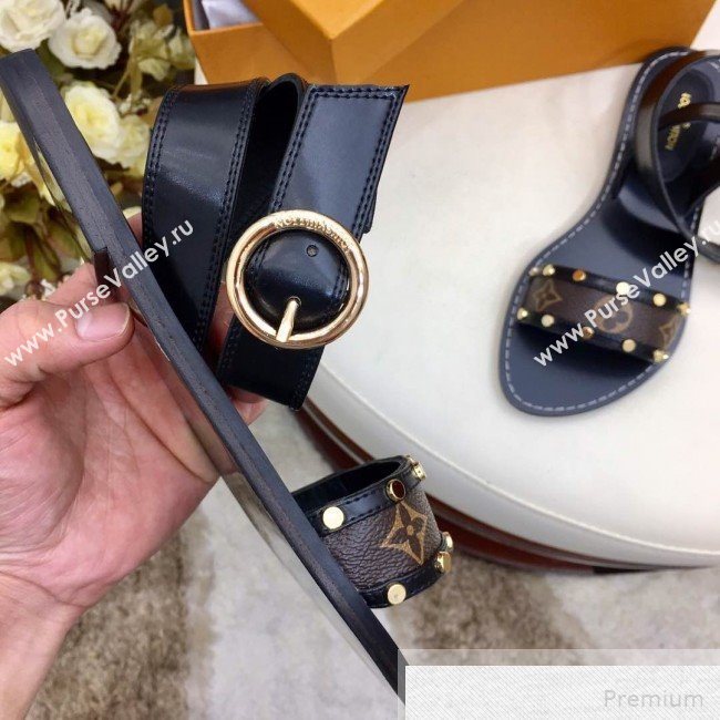 Louis Vuitton Flat Passenger Studs Front Strap Sandals Black 2019 (1050-9051542)