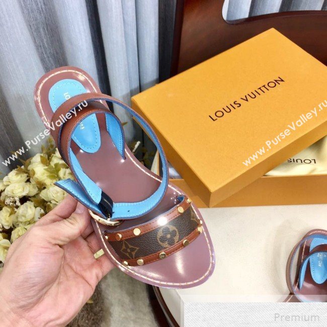 Louis Vuitton Flat Passenger Studs Front Strap Sandals Brown 2019 (1050-9051543)