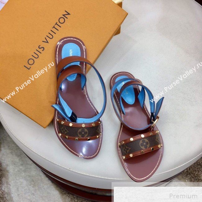 Louis Vuitton Flat Passenger Studs Front Strap Sandals Brown 2019 (1050-9051543)