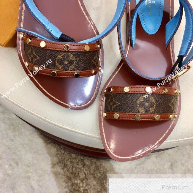 Louis Vuitton Flat Passenger Studs Front Strap Sandals Brown 2019 (1050-9051543)