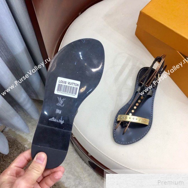 Louis Vuitton Flat Passenger Studs Straps Sandals Black 2019 (1050-9051544)